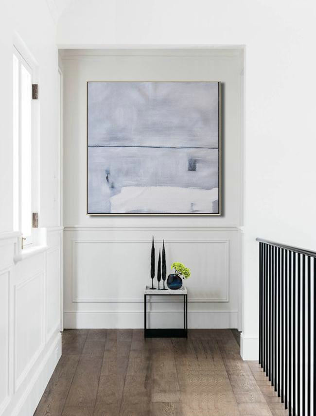Oversized Minimalist Painting On Canvas,Canvas Wall Art Home Decor,Grey,White,Balck
